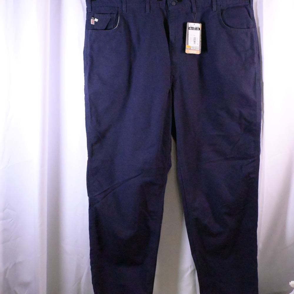 NWT Carhartt Arc 2‎ FR Canvas Jeans Men's 50x34 Navy Cargo Pocket High Rise